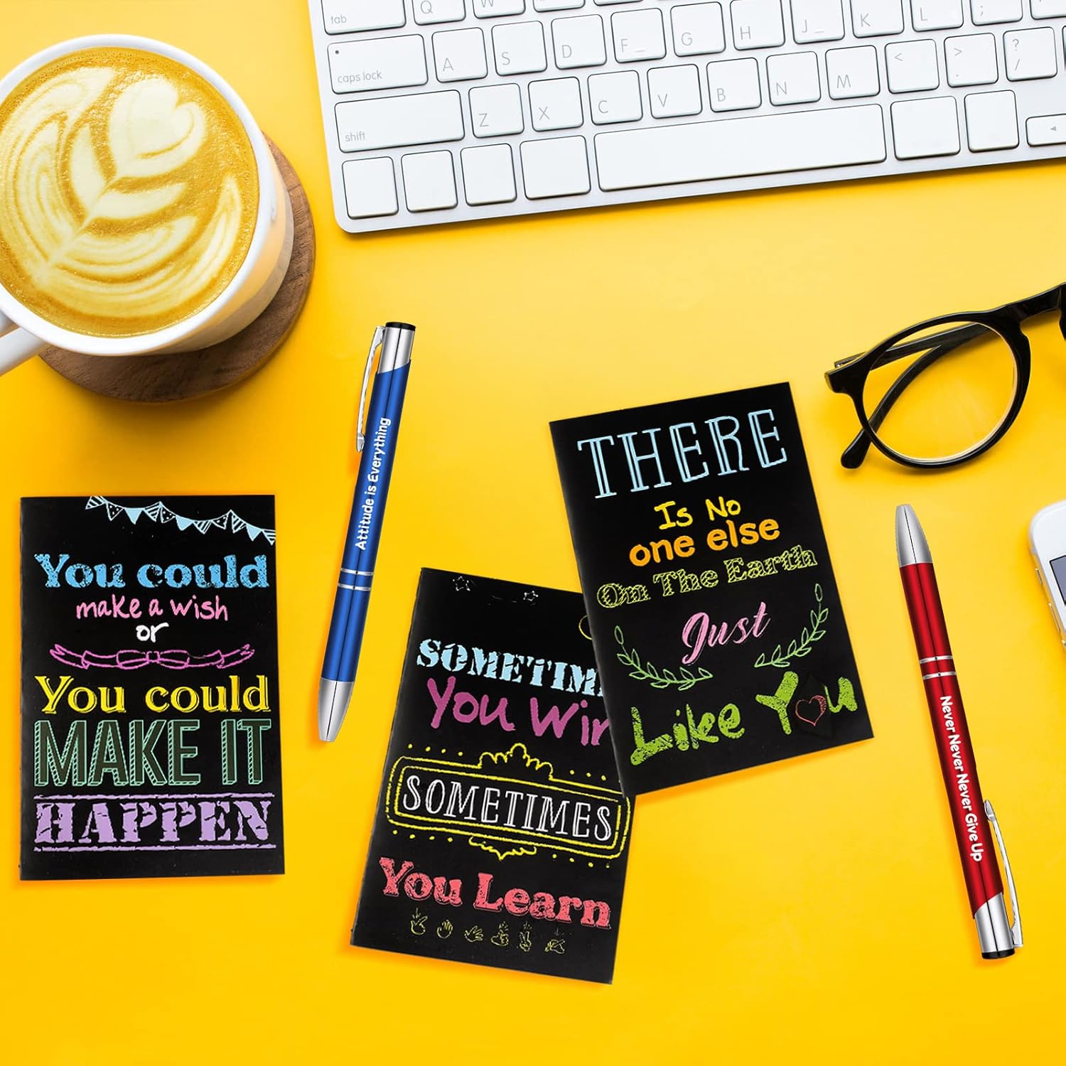 Geyee 24 Pcs Mini Motivational Pens Inspirational Notepads Bulk Appreciation Gifts Small Journals Funny Ballpoint Pen Set Prizes Men Women Office Travel Party Favors(Success) - Image 7