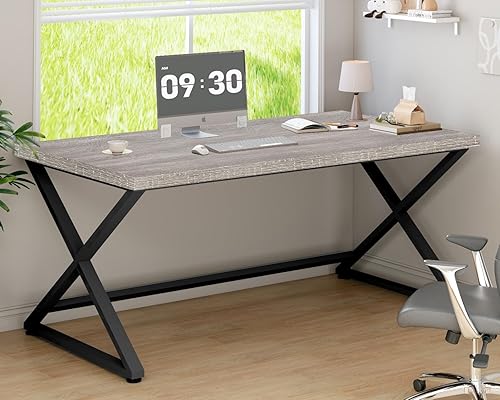 Miniatura 11 de IBF Escritorio blanco para computadora, moderno escritorio de oficina en casa para escribir, trabajo, estudio, escritorio de madera simple para