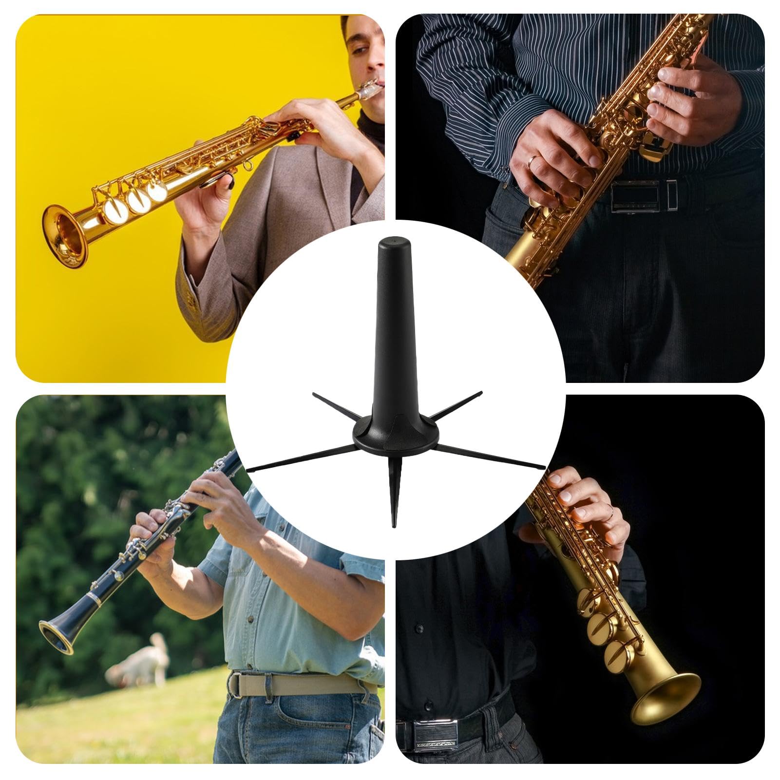 Supporto Sax Soprano A 5 Gambe - Portasassofono Compatto E Sicuro Con Piedini Antiscivolo