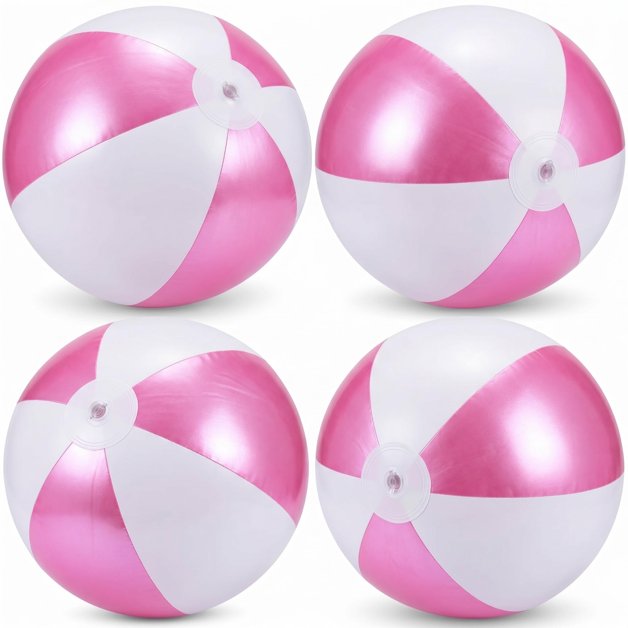 MiniInflat 4 Pack Pastel Beach Balls,Pearl Pink &amp; Matte White,16 Inch