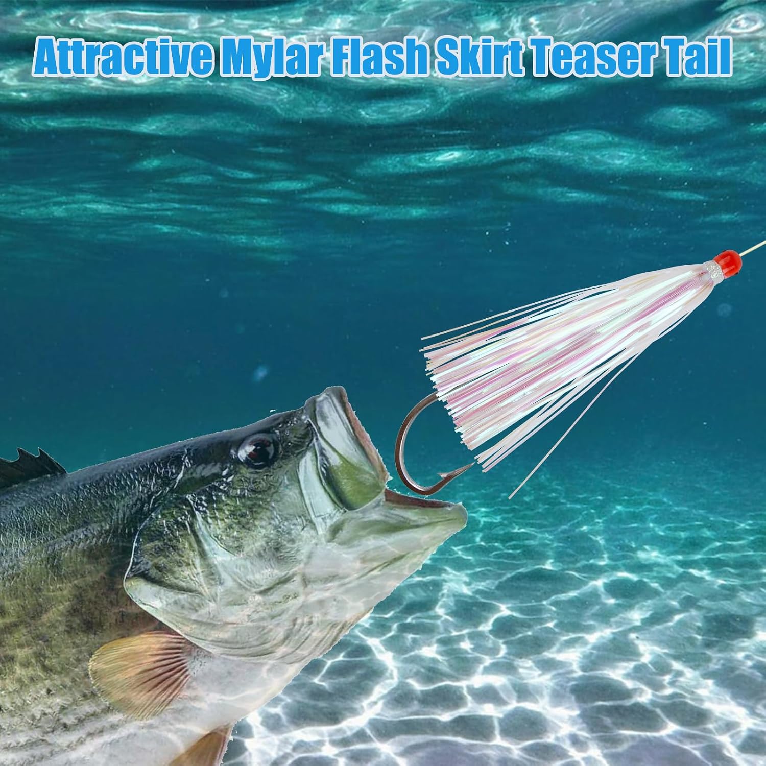 Trolling Lures with Lead Head Saltwater Fishing Ballyhoo Skirt Mylar Flash | 0.3oz Skirt Lure for Ballyhoo Wahoo Mahi Sea Bass