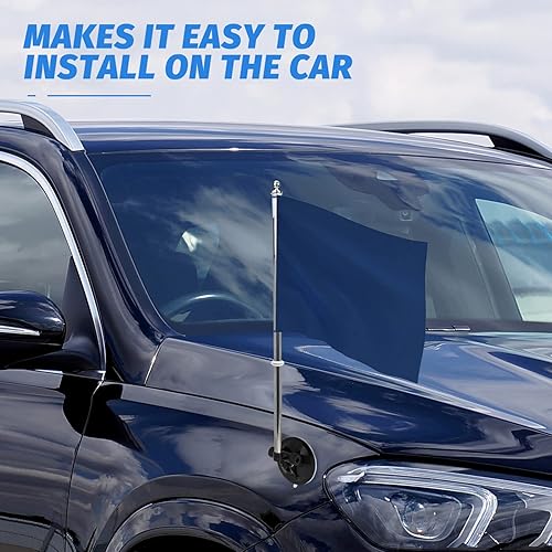 Miniatura 7 de Soporte universal para mástil de bandera con ventosa, soporte telescópico de bandera resistente, para automóvil, camión, SUV, no requiere taladrar