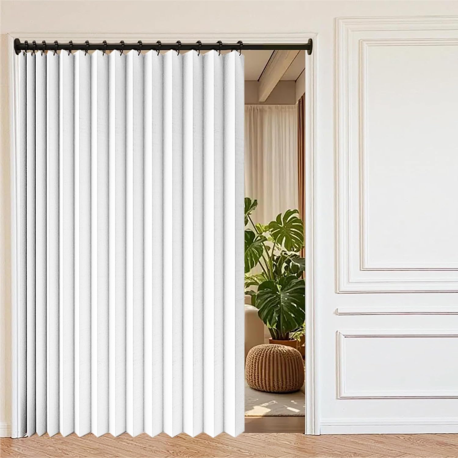 Tende Pieghevoli su Misura per divisori Interni, Adatte per ingressi, soggiorni e camere da Letto.-White- W100xH180cm