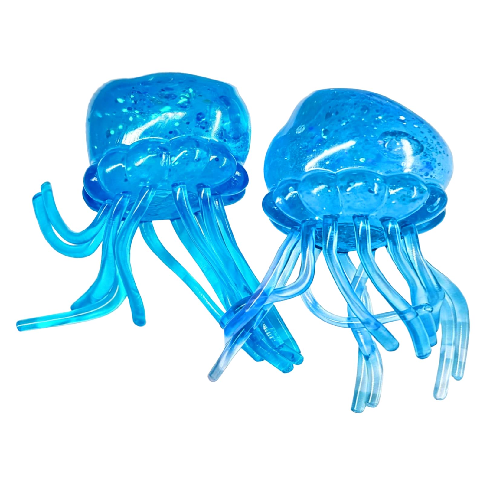 2 PCS Glitter Jellyfish Squishy,Jellyfish Squeeze Toy Glitter Stress Balls