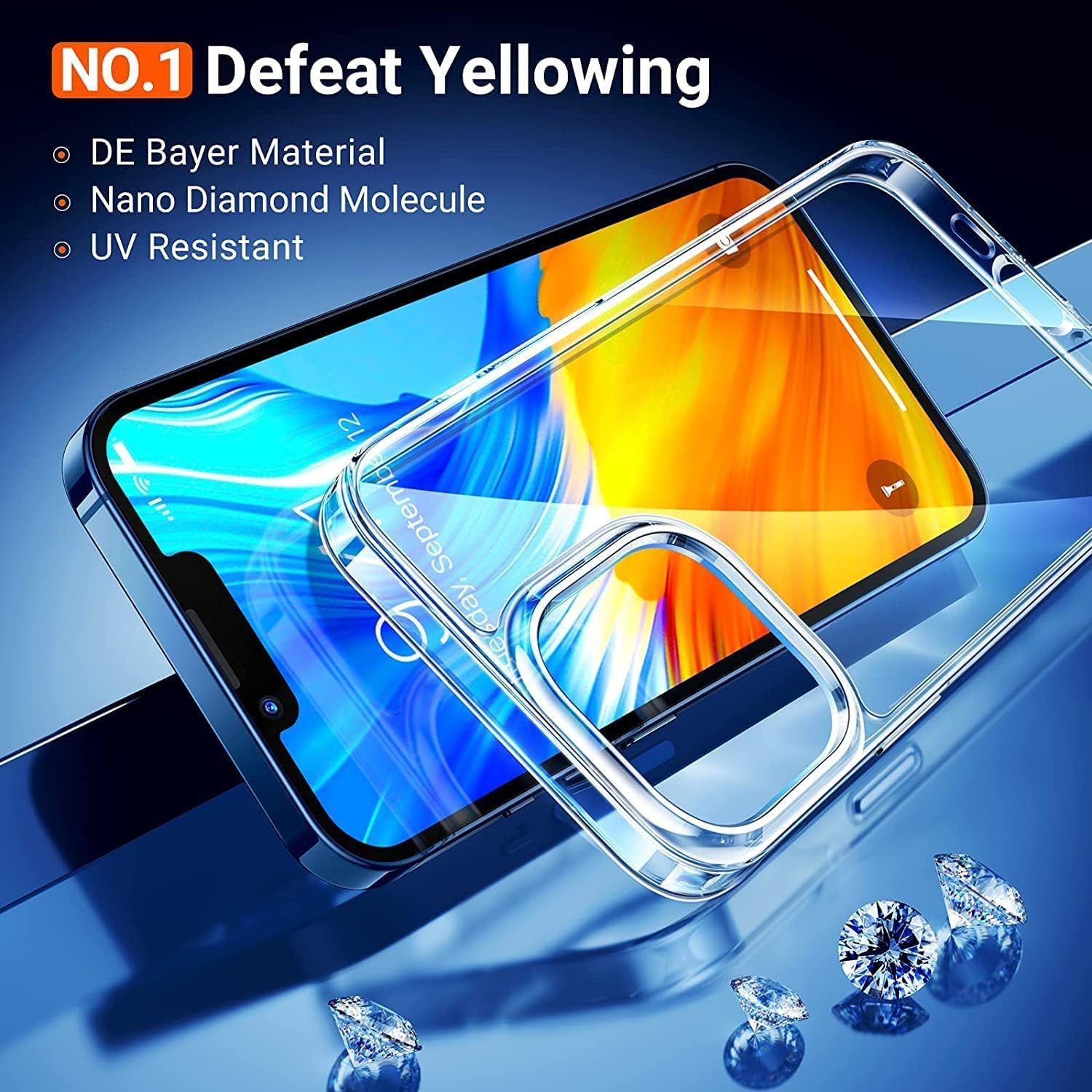 TORRAS iPhone 12 Pro Max Case [Diamond Clear] No.1 Anti-Yellow [Upgraded Military Grade Protective] Phone Cases Shockproof Hard PC Back & Non-Slip Soft Silicone Bumper Slim Thin Cover, Transparent