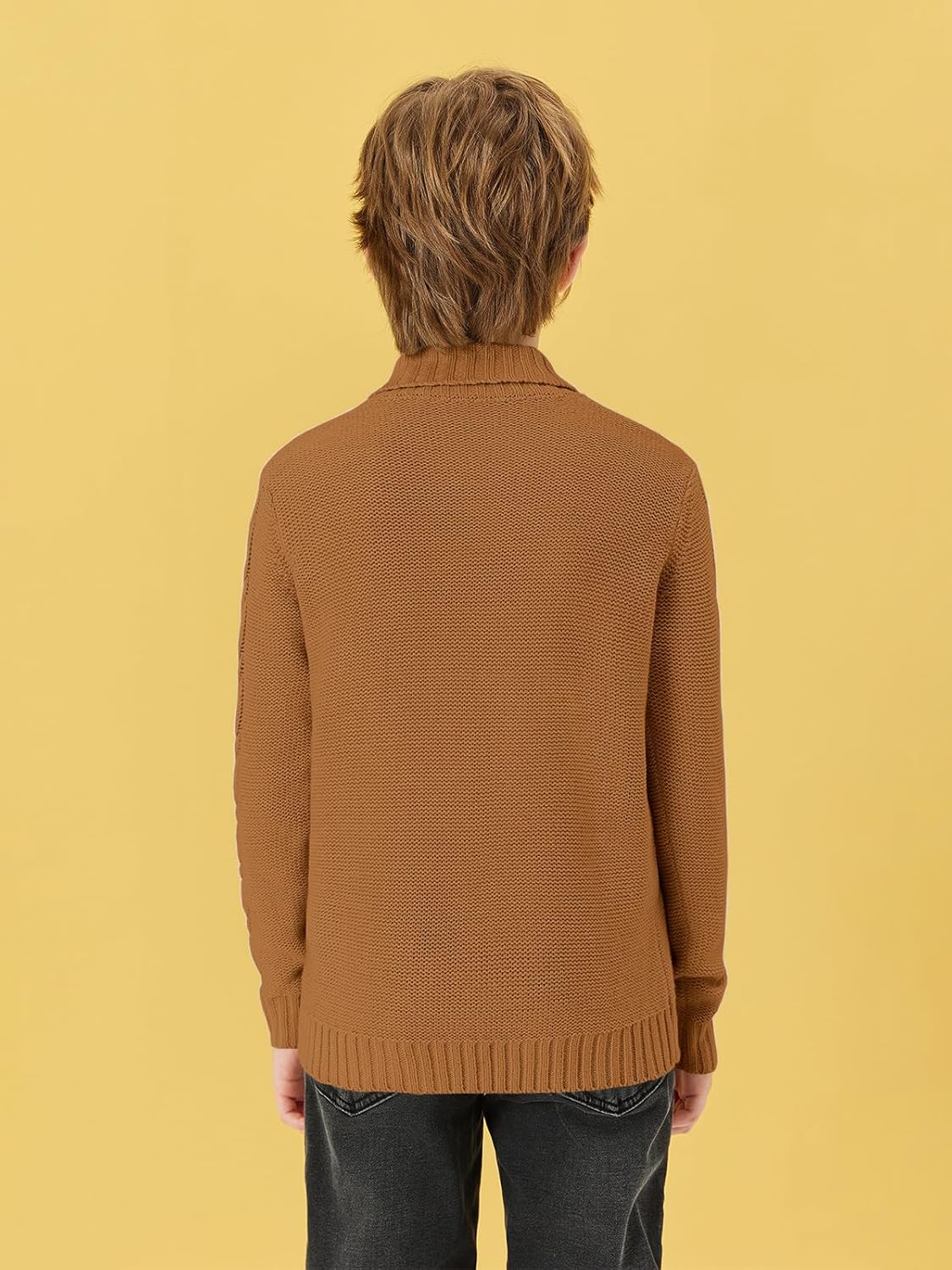 PASLTER Boys Girls Pullover Sweater Shawl Collar Cable Knit Fall Winter Sweaters - Image 4