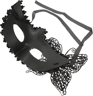 Amosfun Meia-Máscara Borboleta Decoração Em Macramê Decoração Strass De Festa De Preto Halloween Mardi Gras Renda Máscara De Plástico Preto Máscara De Máscara