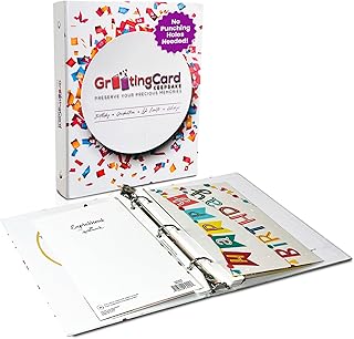 Greeting Card Binder with Unique Binder Inserts, No Cutting or Punching Holes Needed, Holds 20 Cards (9.1" x 7.2") - Greeting Card Keepsake Album & Card Keeper Kit for All Occasion Cards