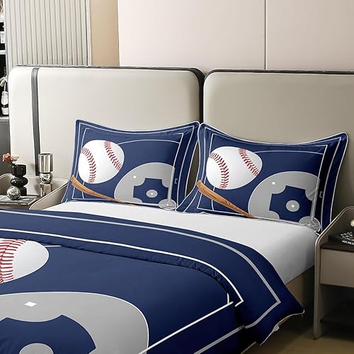 Miniatura 10 de Funda de edredón deportiva de baloncesto 100% algodón, diseño de grafiti dibujado a mano retro, transpirable, funda de edredón con patrón de juego