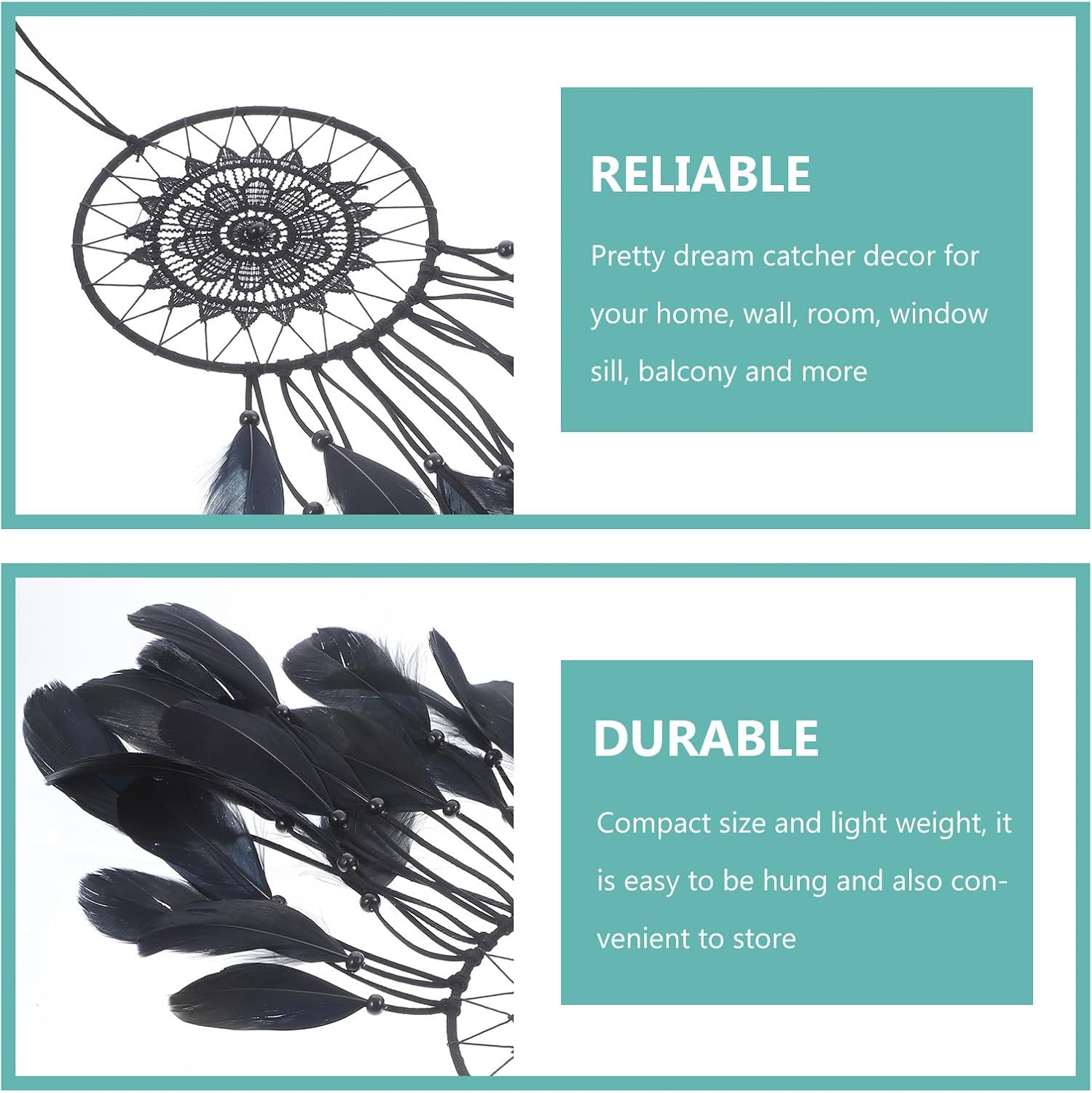 ibasenice Handmade Dark Feather Dream Catcher Wall Hanging Macrame Ornament for Bedroom Adult Room Decoration Tassel Pendant Home Décor Accent