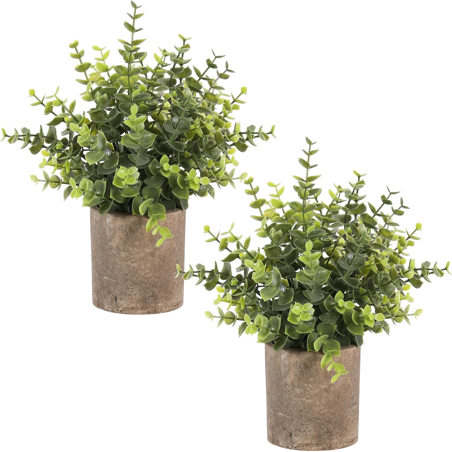 Artificial Plants Indoor in Pots Eucalyptus Plants Topiaries Small Faux Plants for Home,Office,Desk,Bedroom,Living Room,House Decorations(green,2pcs)