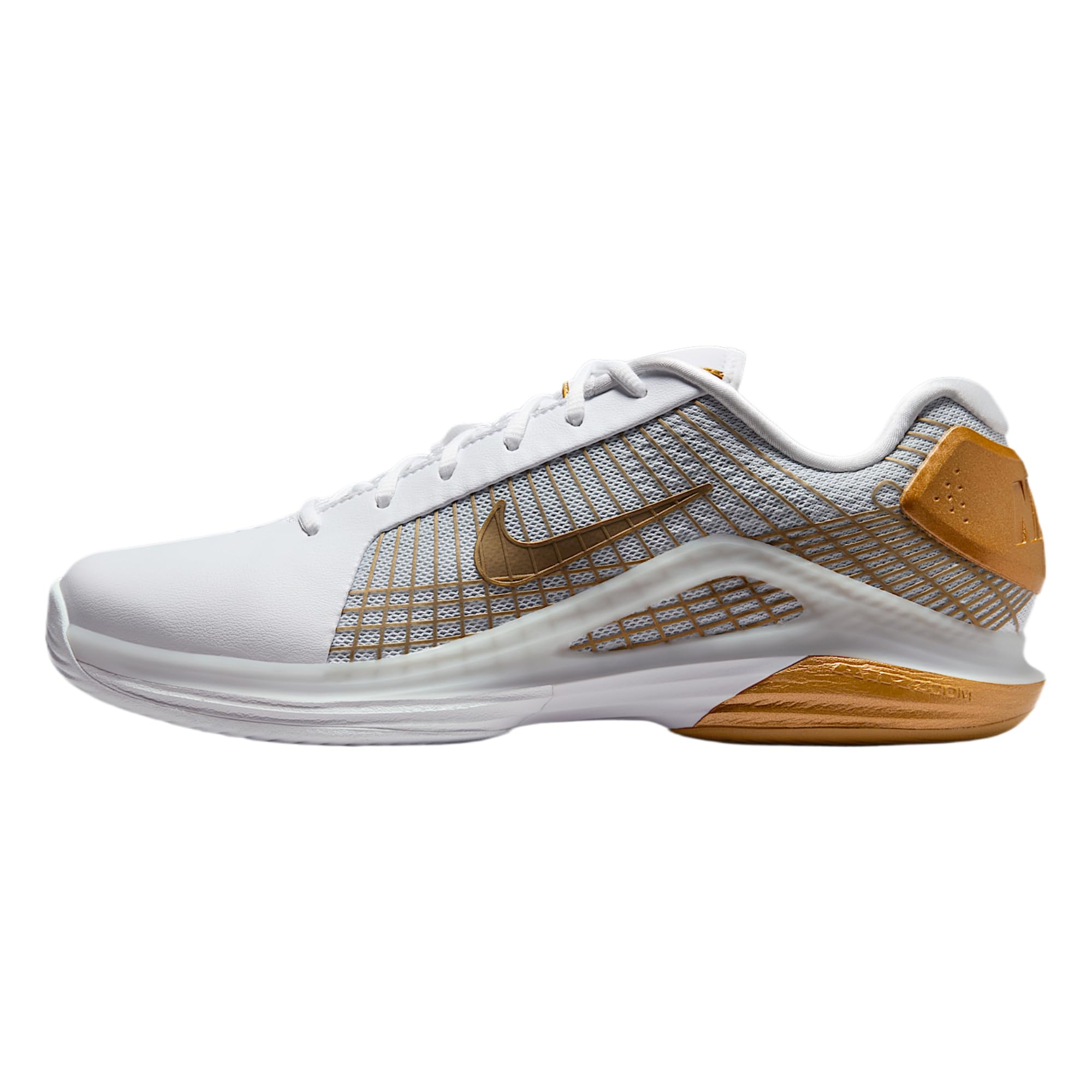 Nike Vapor 12 Hypersmash Mens Hard Court Tennis Shoes White Pure Platinum Metallic Gold
