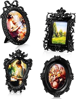 Geetery 4 Pcs Black Gothic Vintage Picture Frames Set Antique Picture Fr...
