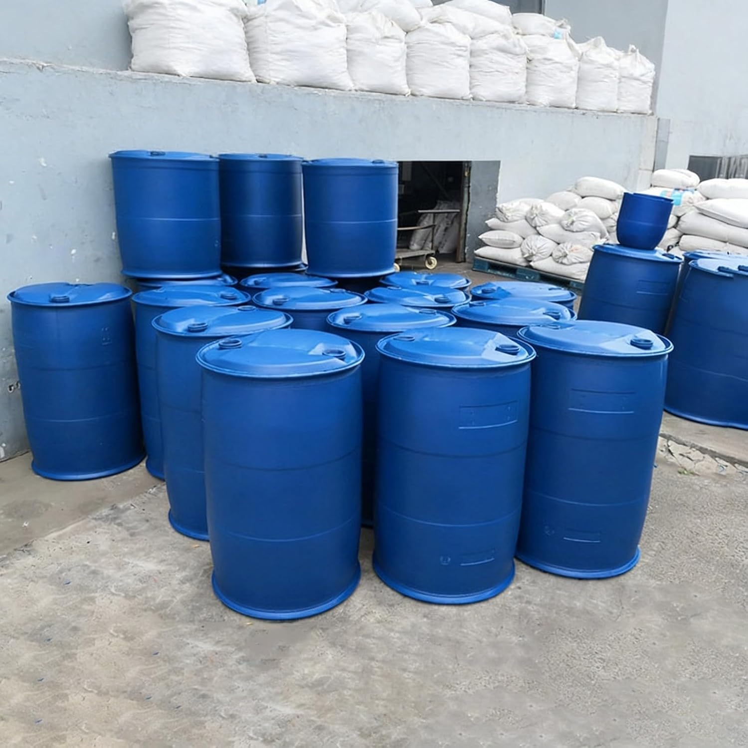 Plastic Barrel with Lid 55 Gallon Blue, Plastic Barrel Long Term Drinking Water Storage, Shipping Barrel for Emergency Preparedness Outdoor Camping