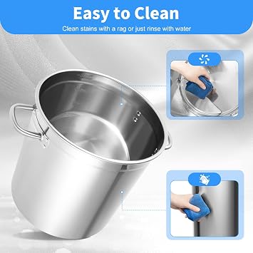 35l Stainless Steel Stockpot with Lid, Large Cooking Pot 201 Stainless Steel Stockpot Heavy-Duty Canning Pot for Cook, Heat