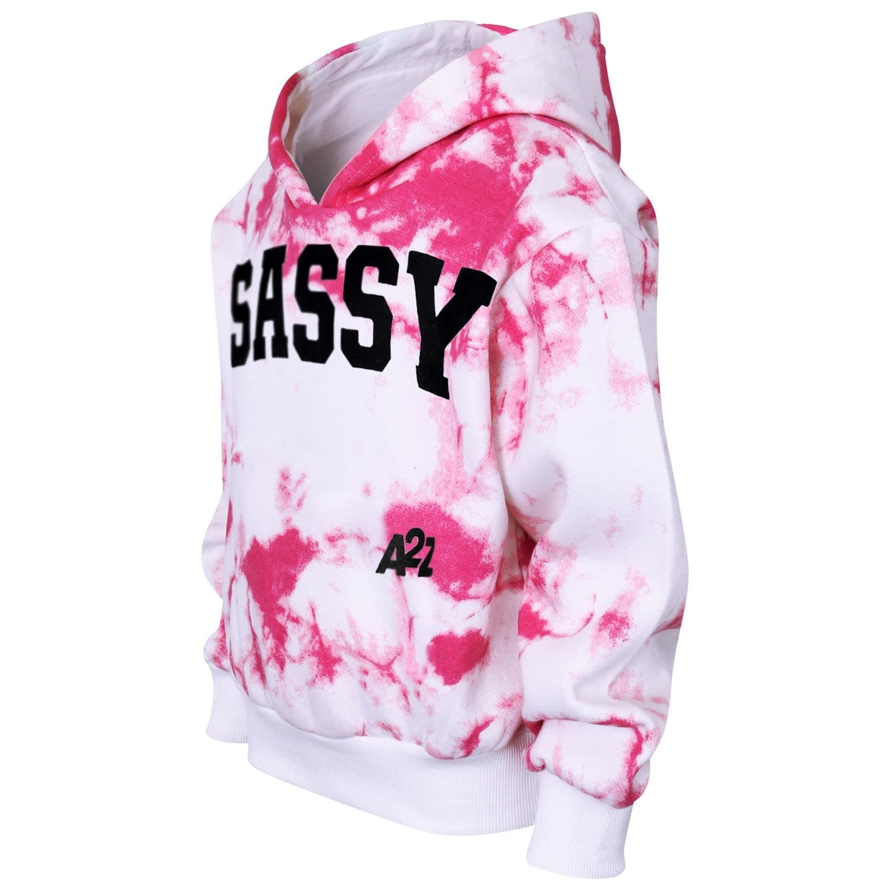 A2Z 4 Kids® Enfants Filles Survêtement Rosé Designer Tie Dye Sassy Imprimer Toison Encapuchonné Crop Top Bottom Jogging Costume Joggers Âge 5-13 Ans