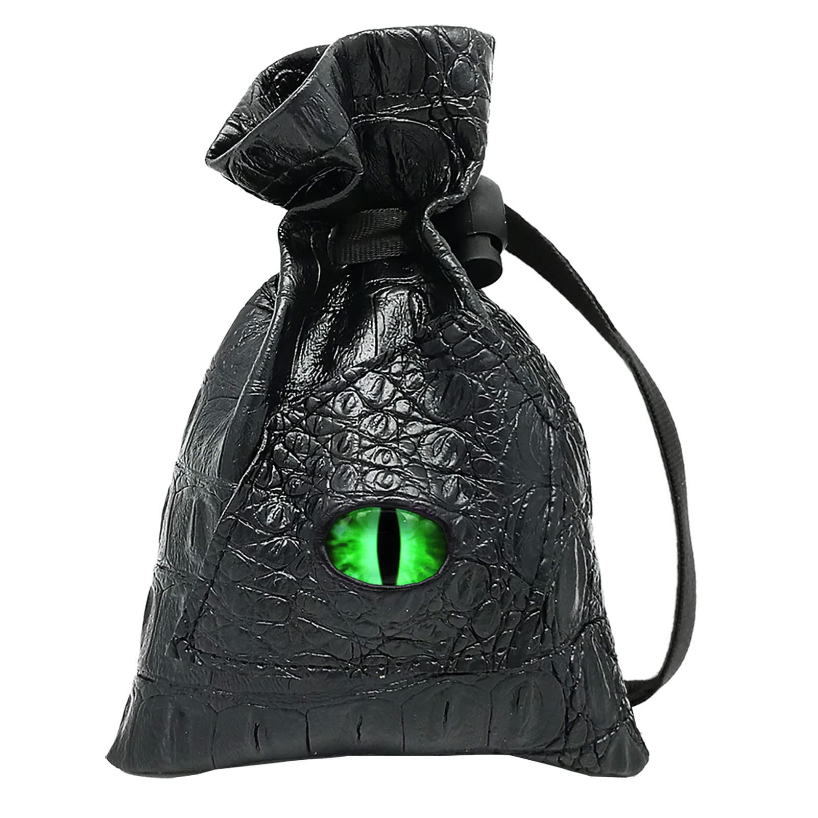Haxtec Dragon Eye Dice Bag for DND – PU Leather Dice Pouch for Dungeons & Dragons TTRPG, Polyhedral Dice Storage, RPG Gifts for Gamers – Black Green Eye