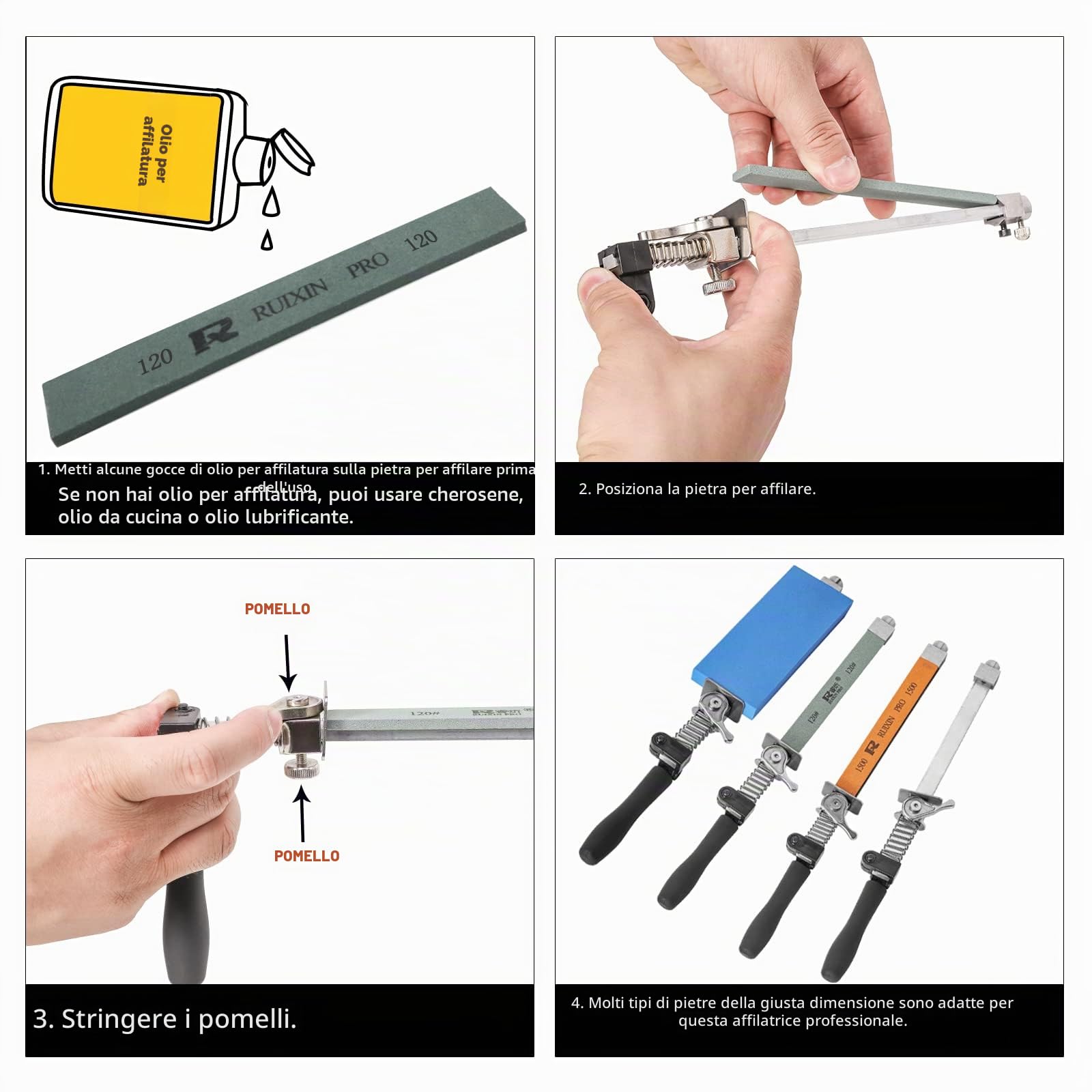 RUIXIN PRO RX-009 - Affilacoltelli professionale con 10 pietre per affilare, rotazione a 360°, design a rotazione in acciaio inox ad angolo fisso, kit per affilare coltelli da cucina e sistema