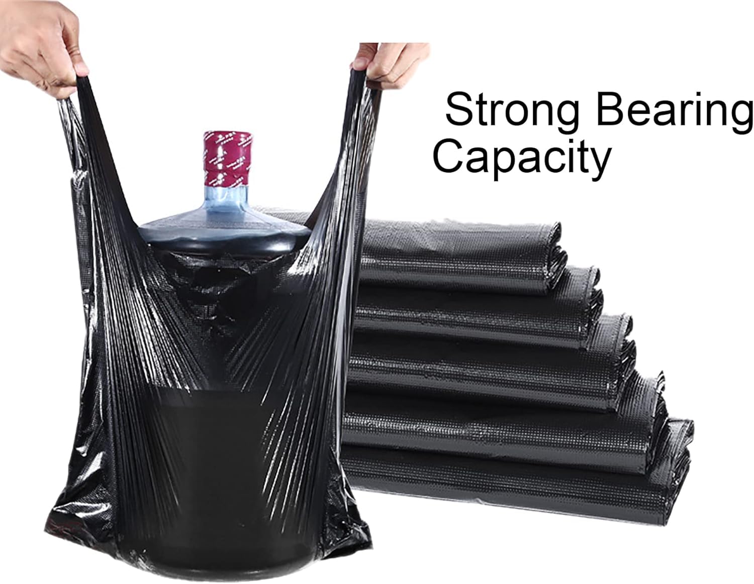 100 bolsas de basura pequeñas supergruesas con asa, bolsas de basura negras de 4 galones para cocina, oficina, viajes y hogar (100 unidades)