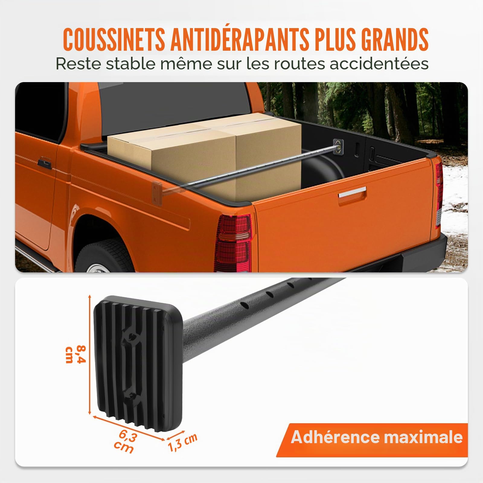 VEVOR Barre de Calage, Barre d'Arrimage à Cliquet Réglable de 101,6 à 185,4 cm, Barre Stabilisatrice de Chargement Robuste avec Capacité de 100 kg, pour Lit de Camion Fourgon, Remorque, Pickup
