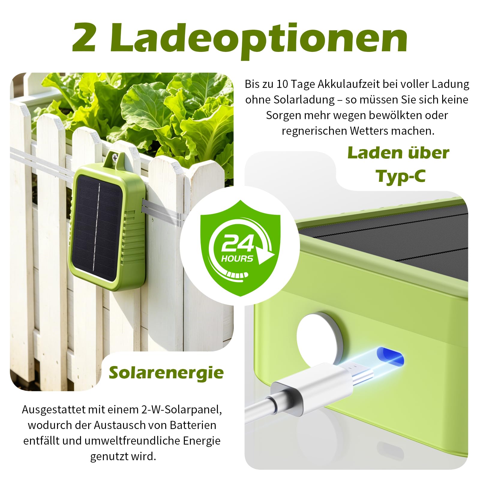 Schneckenzaun Elektrisch Set, Eingebauter 2400-mAh-Lithium-Akku und 2W-Solarpanel, Schneckenschutz Stromgerät mit 12m Zaunband und Schneckenschutz Zubehör, Schutz vor Schnecken für Gärten