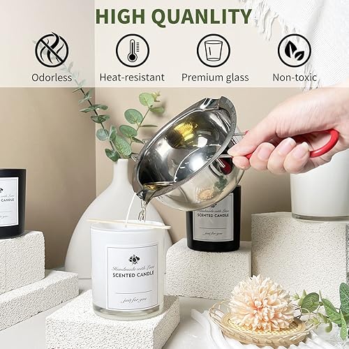 Miniatura 4 de Tarros de vela de vidrio de 4 onzas, paquete de 12 tarros de vela vacíos blancos con tapas de bambú y etiquetas adhesivas, tarros de velas pequeños