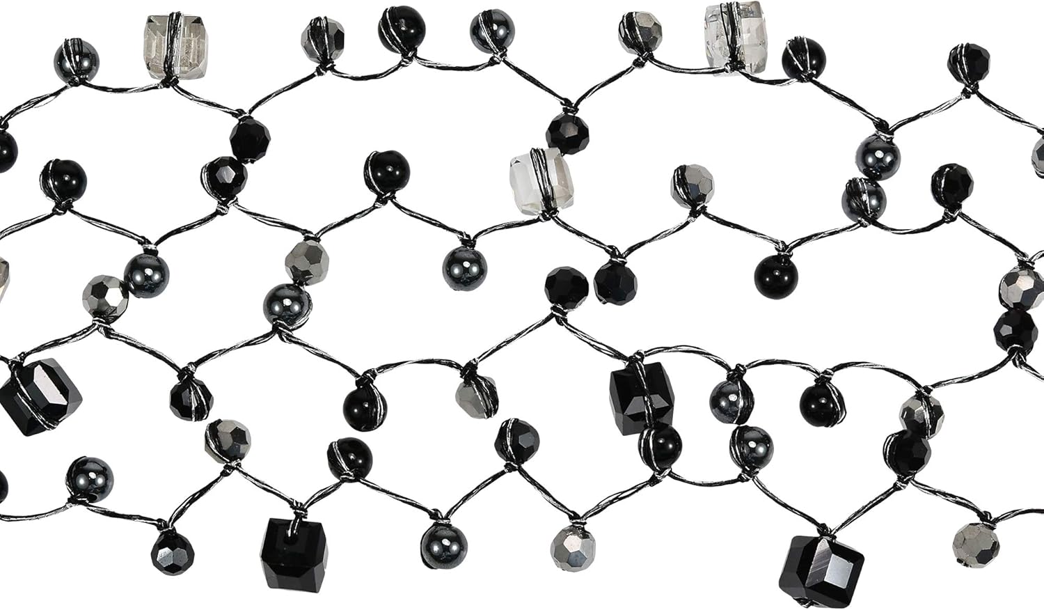 AeraVida Stunning Simulated Black Onyx & Grey Stone Crystal Necklace | Multi-Strand Silk Fashion Jewelry for Women | Elegant Statement Necklace