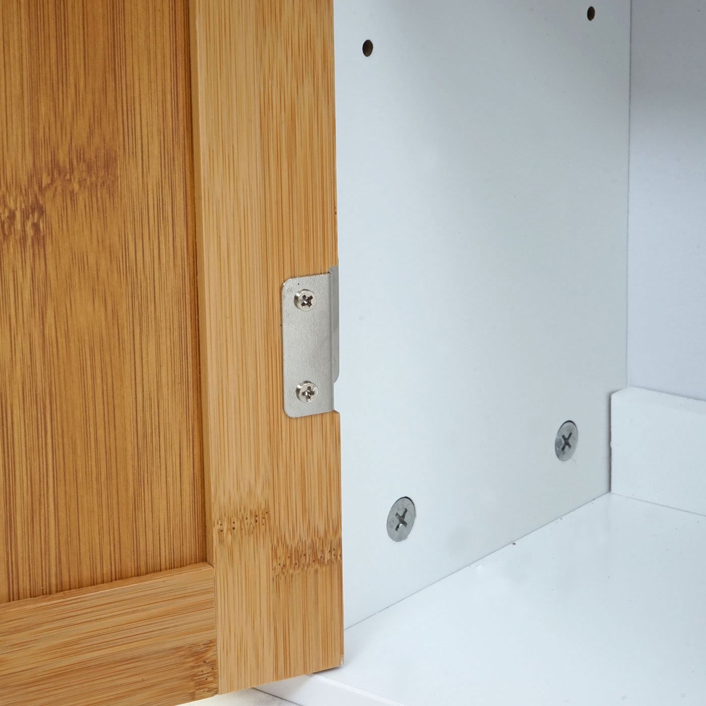 Mendler Hochschrank HWC-A85, Badschrank Badregal Bambus, MVG-Zertifiziert 180x40x31cm weiß