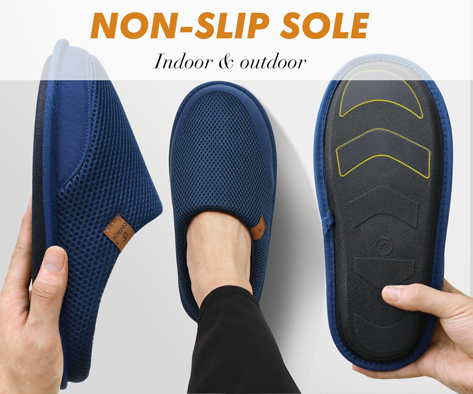 COFACE Pantofole da Uomo Invernali Calde Ciabatte da Casa Comoda Memory Foam Feltro Scarpe con Antiscivolo Suola Taglia 40-49