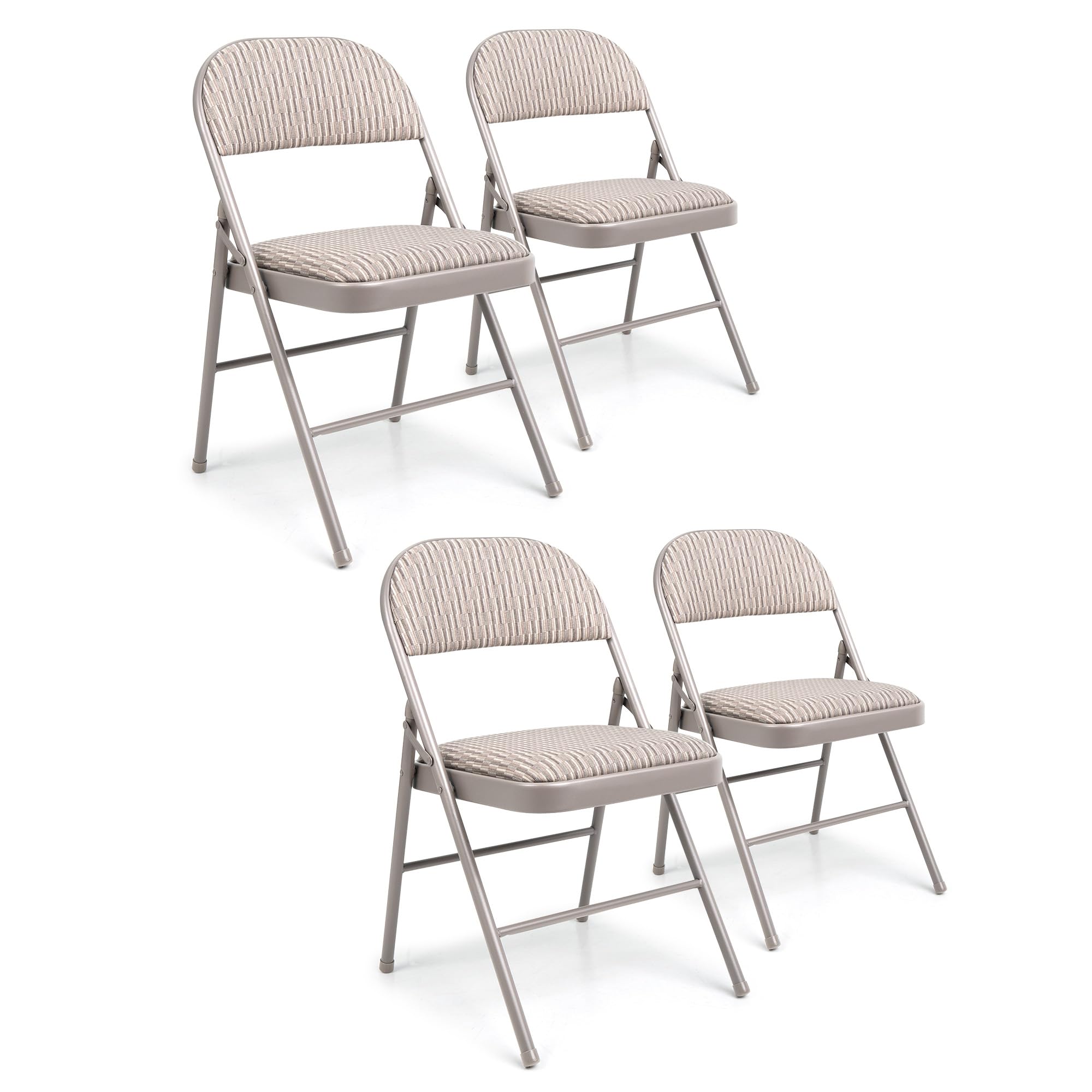 Crystals Deluxe Fabric Folding Foldable Chairs, Heavy Duty Fold Away Chair with Padded Fabric Seats & Metal Frame for Dinning, Home, Office, Indoor & Outdoor Use - Grey (1) (4)