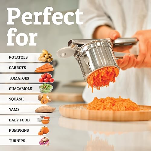 Miniatura 13 de PriorityChef - Prensa de papas grande de 15 onzas, de acero inoxidable resistente, herramienta de cocina, prensa y triturado para un puré de papas