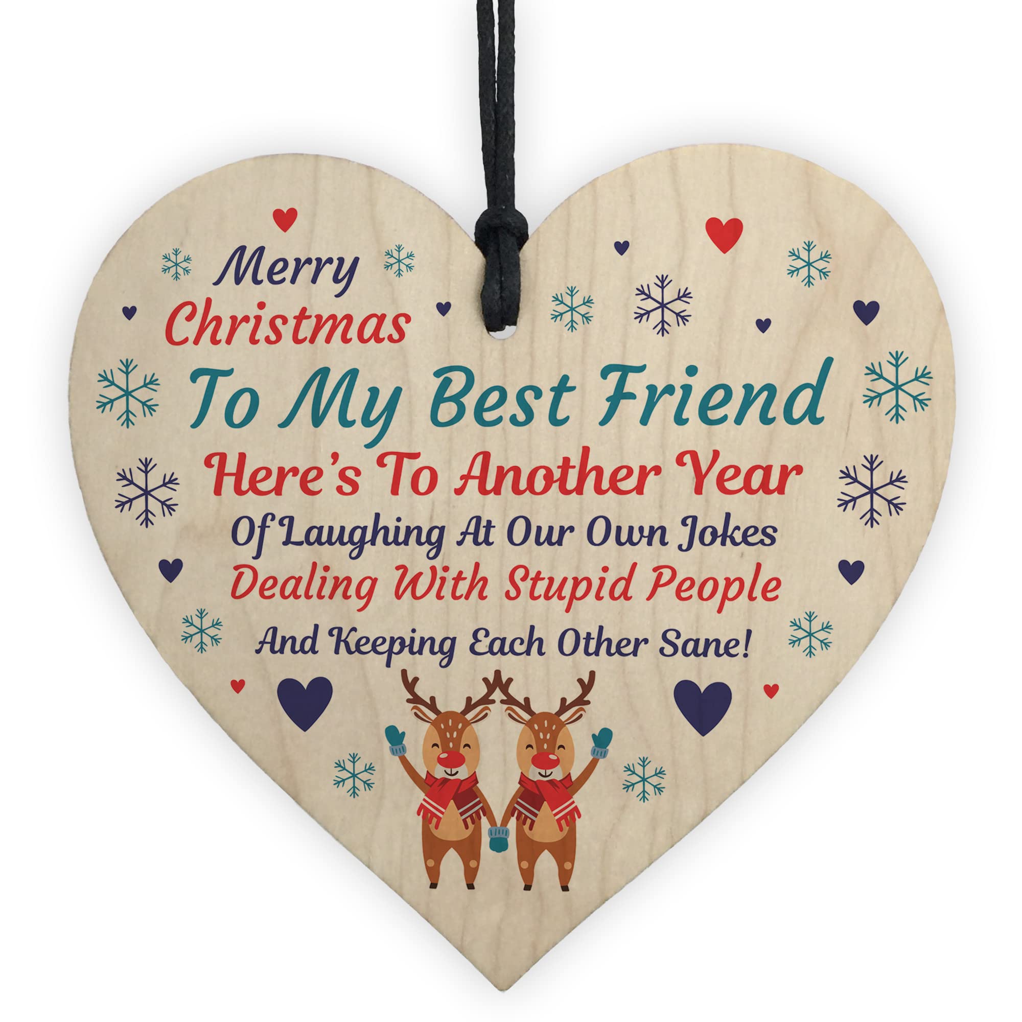 Red Ocean Best Friend Christmas Poem Hanging Heart Christmas Decoration Friend Gifts BFF