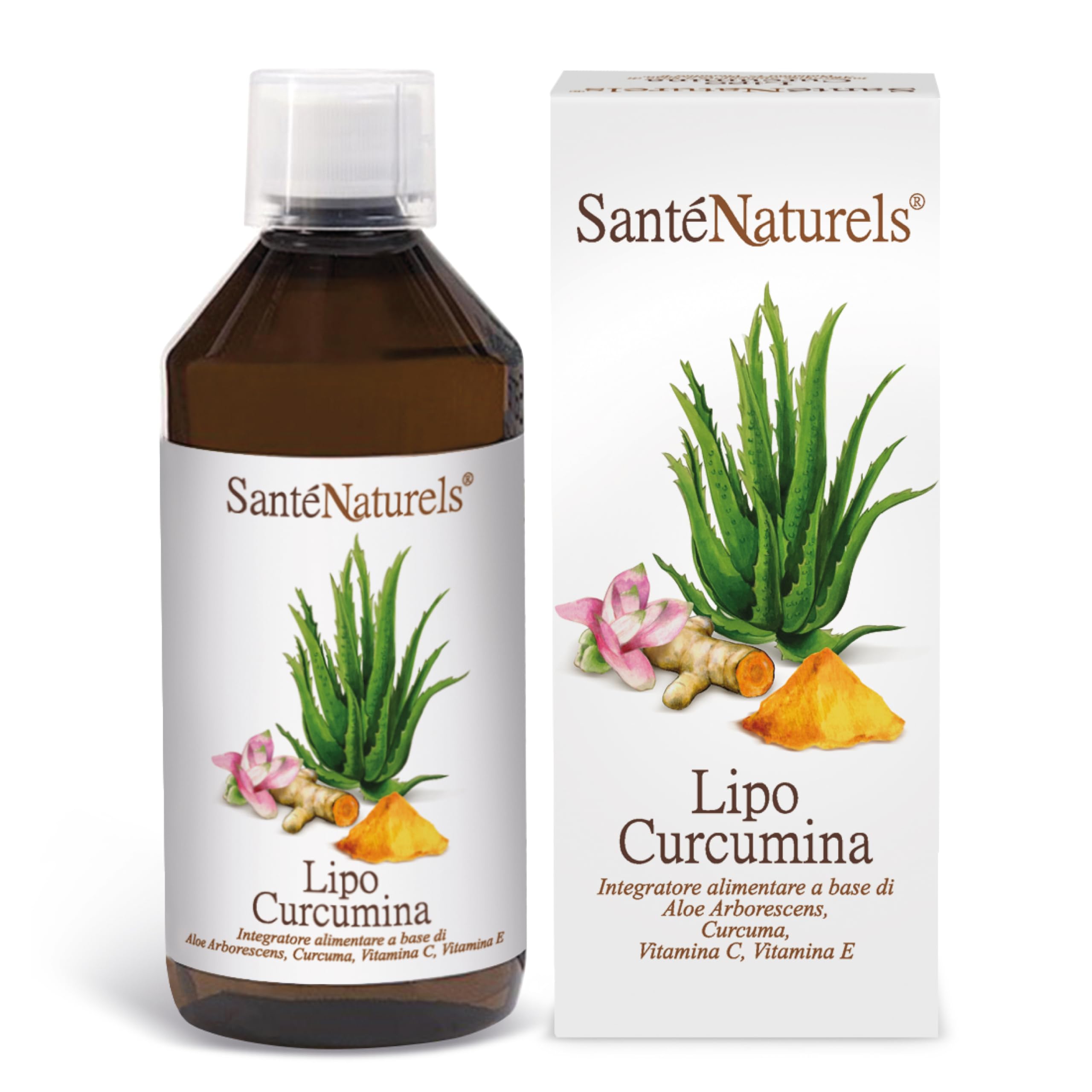 LipoCurcumin Pure Tit. 95% ○ Formulation in Liposomes 500 ml ○ Curcuminoid Syrup Ready to Use and Enhanced with Aloe Arborescens Fresh Leaf, Vitamin C and Vitamin E Health & Household