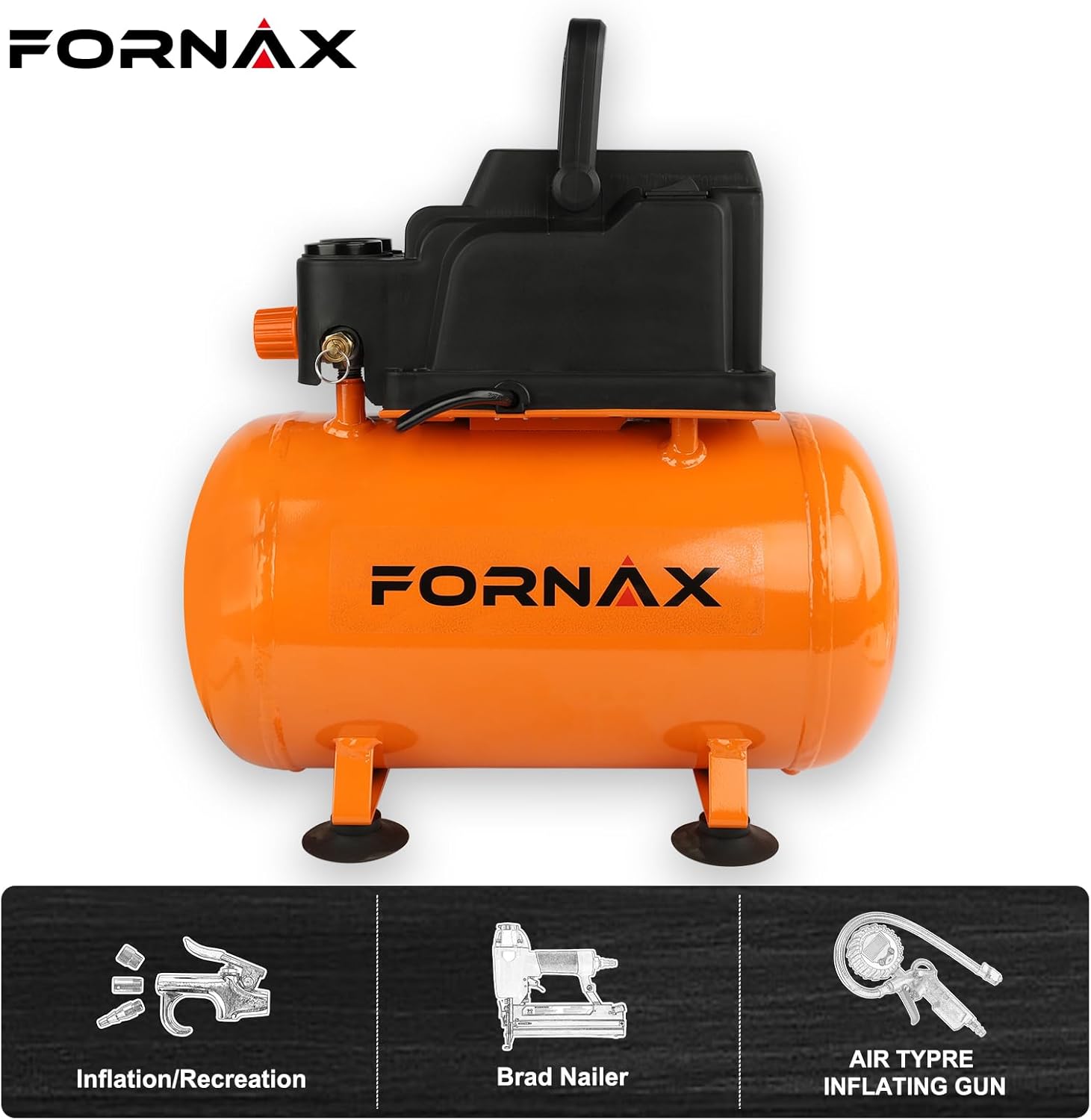 FORNAX 3 Gallon Portable Air Compressor, 110 PSI Hot Dog Air Compressor, Oil Free - Image 5