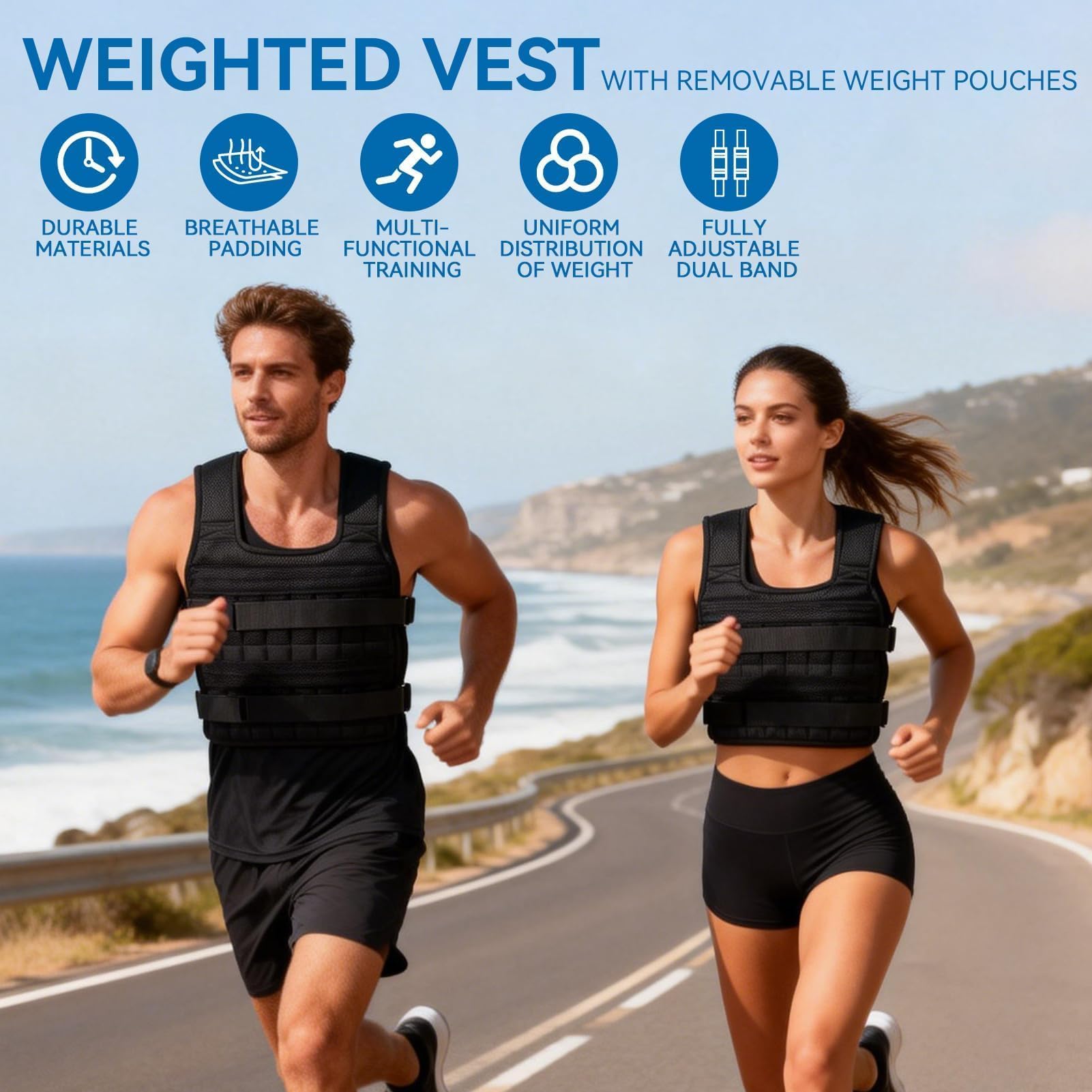 Gilet lesté, Veste d'entraînement en Maille Respirante 15 kg Gilet de Fitness d'entraînement pour la Course à Pied