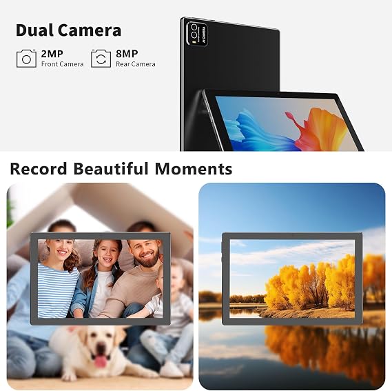 COOPERS Tablet Android 15, 10 inch Tablet 18GB RAM+128GB ROM 2TB Expandable, 2.0Ghz Quad-core Processor, 5G WiFi6 BT5.0, Dual Cameras, 2 in 1 Tablets with Keyboard Case Mouse Stylus, Widevine L1 Black
