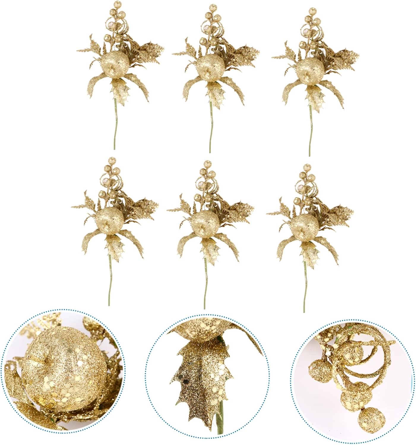 18pcs Artificial Floral Wreath and Tree Decoration Christmas Picks for Crafting