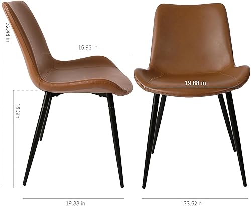 Miniatura 2 de CangLong Sillas de comedor modernas de piel sintética, respaldo de asiento con cojín de poliuretano, patas de metal para silla auxiliar de cocina,