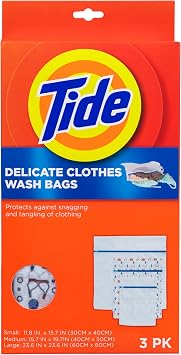 Tide Delicate Clothes Mesh Wash Bags for Wash Machine, 3 Pack Small, Medium, and Large, Protects from Snagging, Tangling & Wear