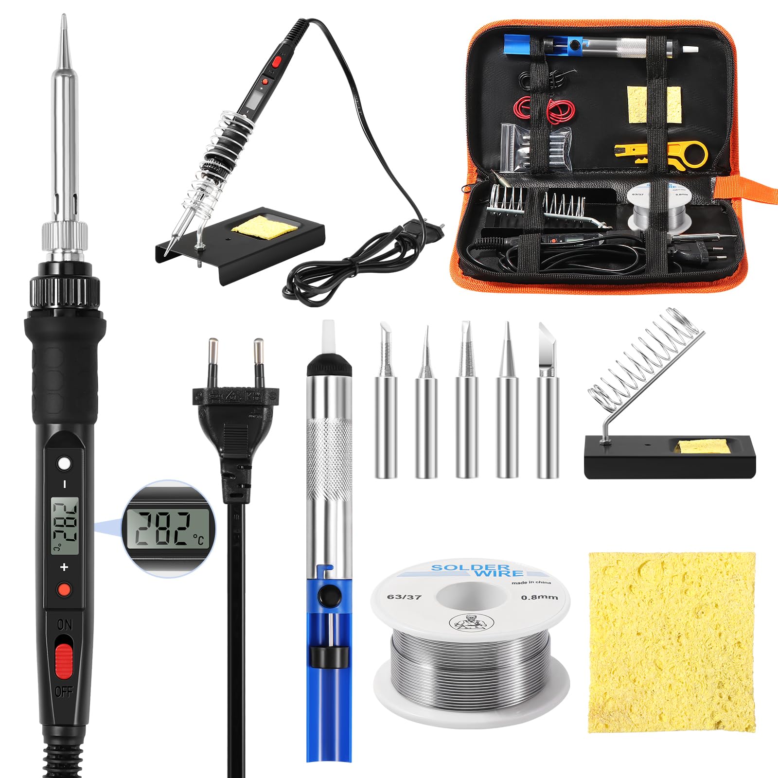 Fer à Souder 80W Température Réglable - Kit Complet Avec 5 Pointes - Écran LED - Parfait Bricolage