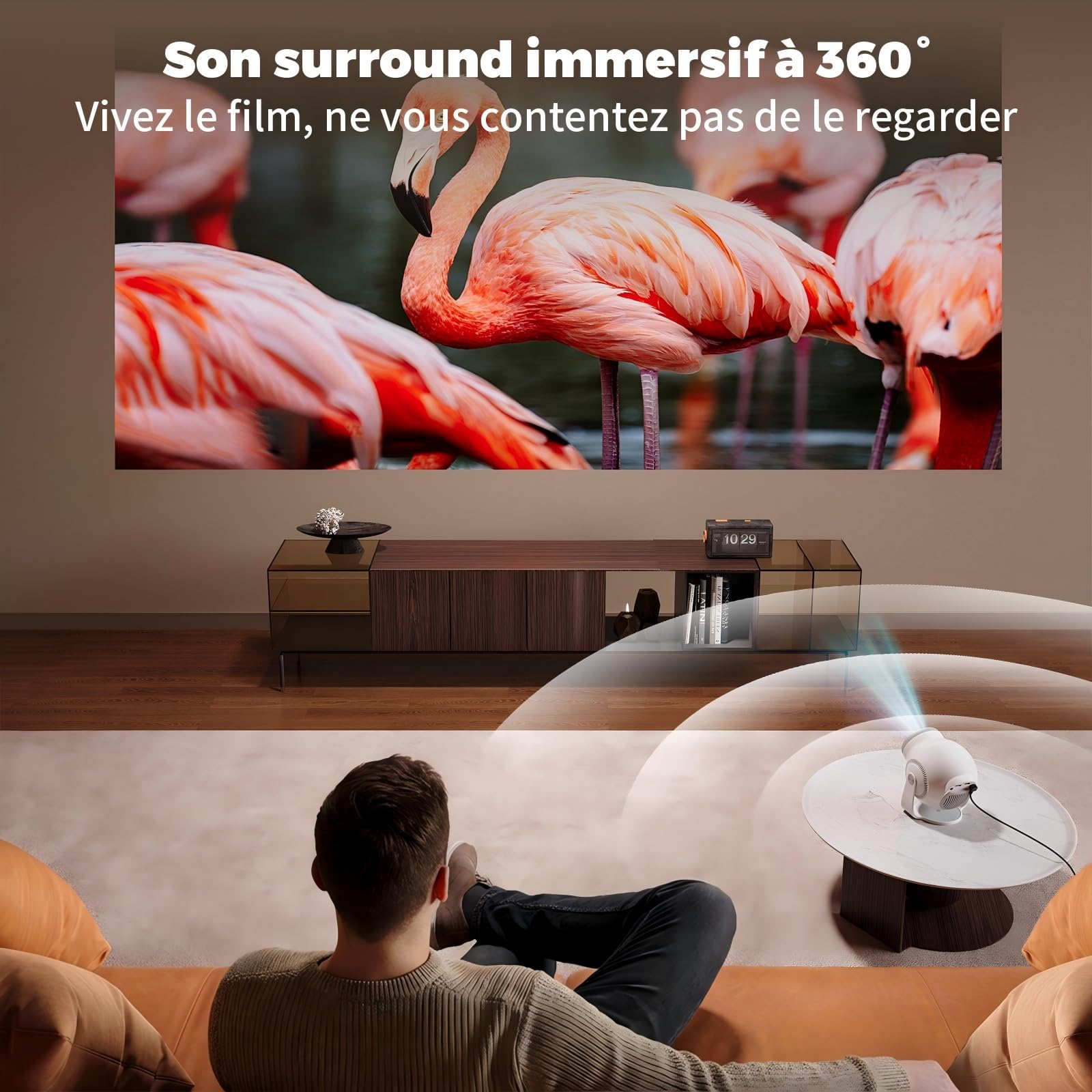 [App integrata] Mini proiettore portatile WiFi 6 e Bluetooth 5.4, 480 ANSI Lumens, proiettore 1080P e decodifica 4K, proiettore video per camera, home theater e outdoor