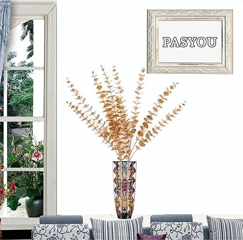 Miniatura 7 de Plantas artificiales para decoración navideña, eucalipto dorado falso, arbustos de hierba de plástico, hojas para interiores y exteriores, hogar,