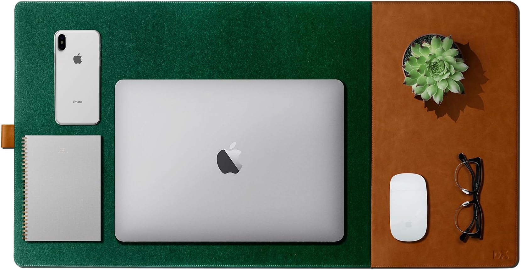 DailyObjects Turf 2.0 Desk Mat | Super Smooth Felt for Gaming Home and Office | Vegan Leather | Work from Home Solution for Laptop Keyboard and Mouse | Reversible Anti Slip Water Resistant - Green