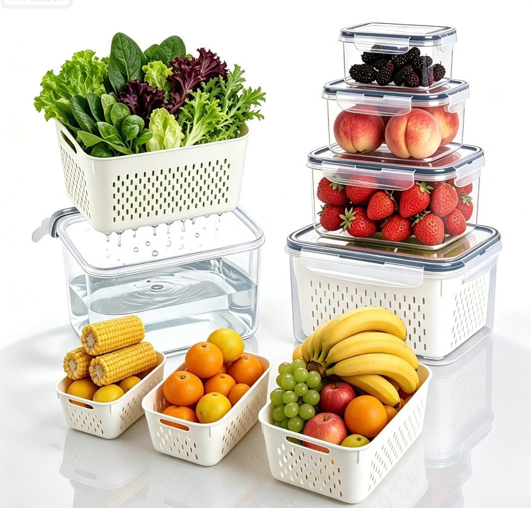 5-Piece Fridge Organiser Food Storage Containers with Lid and