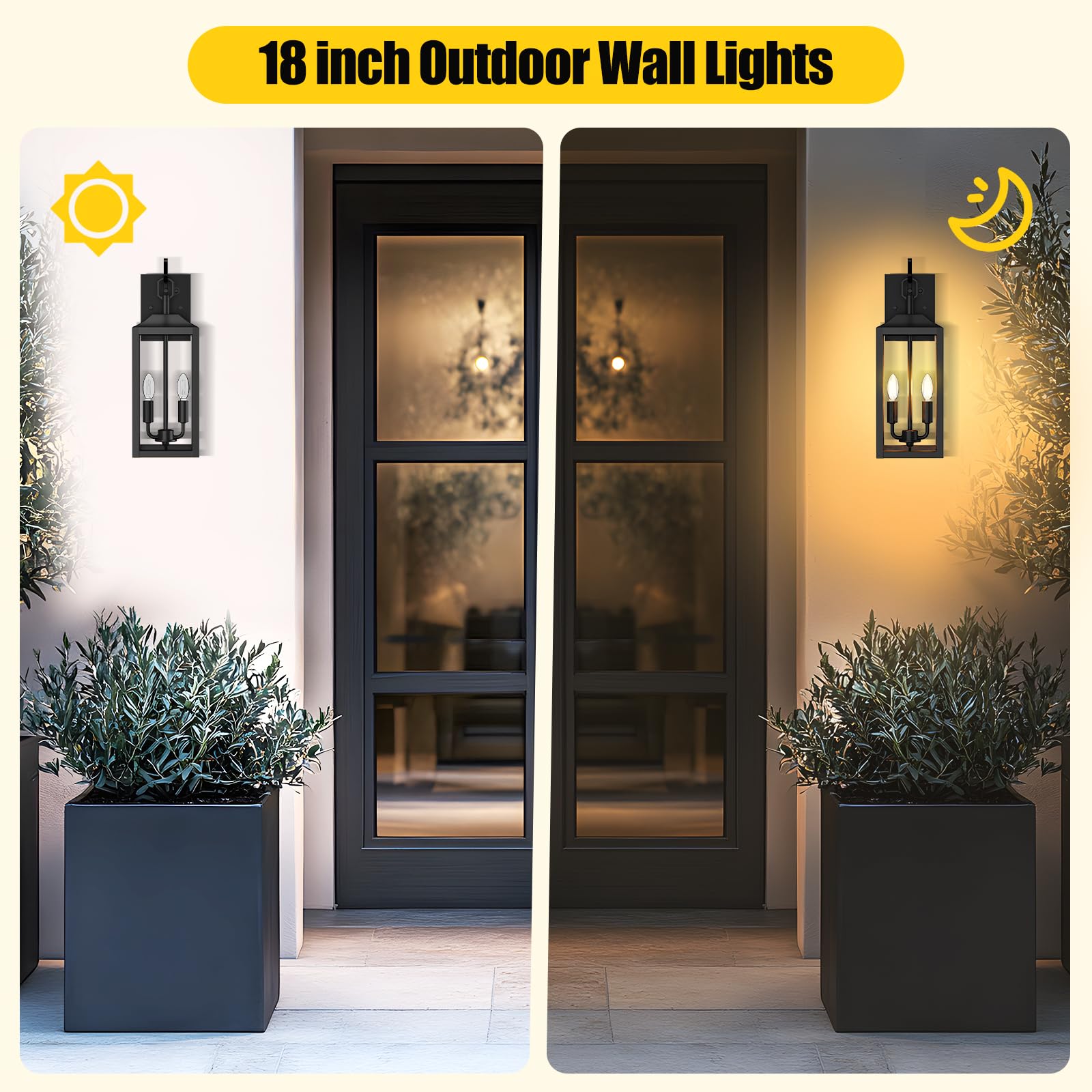 18 Large Outdoor Wall Lights Exterior Waterproof Modern Wall Sconce Light Fixture Industrial Front Porch Light with Clear — view 4