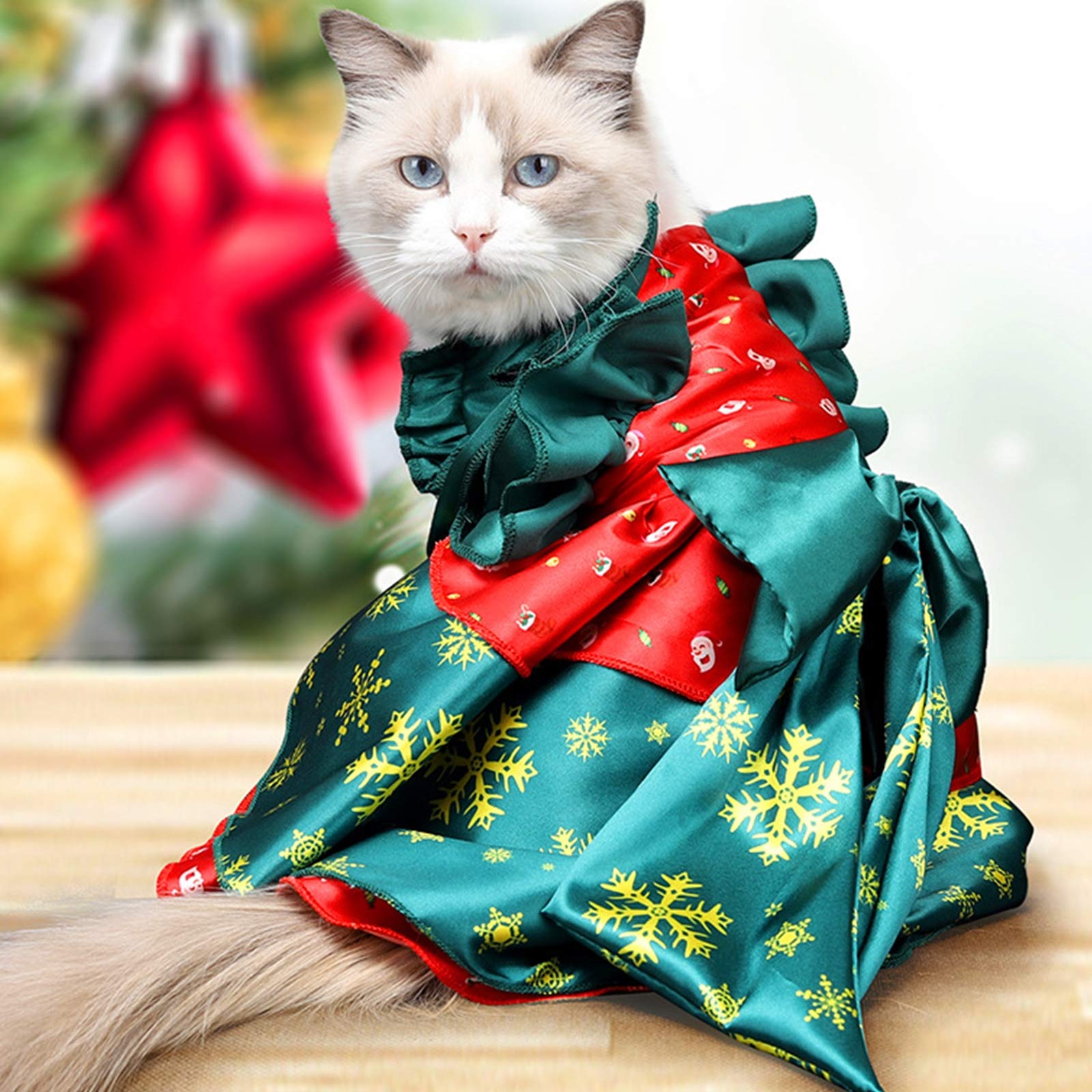Cat Christmas Costume, Christmas Cat Dress Kitten Party Clothes Cat Santa Clothes Cloak Outfit Cosplay Decoration Party Suit Pet Coat for Small Medium Large Cats,M : Sports & Outdoors