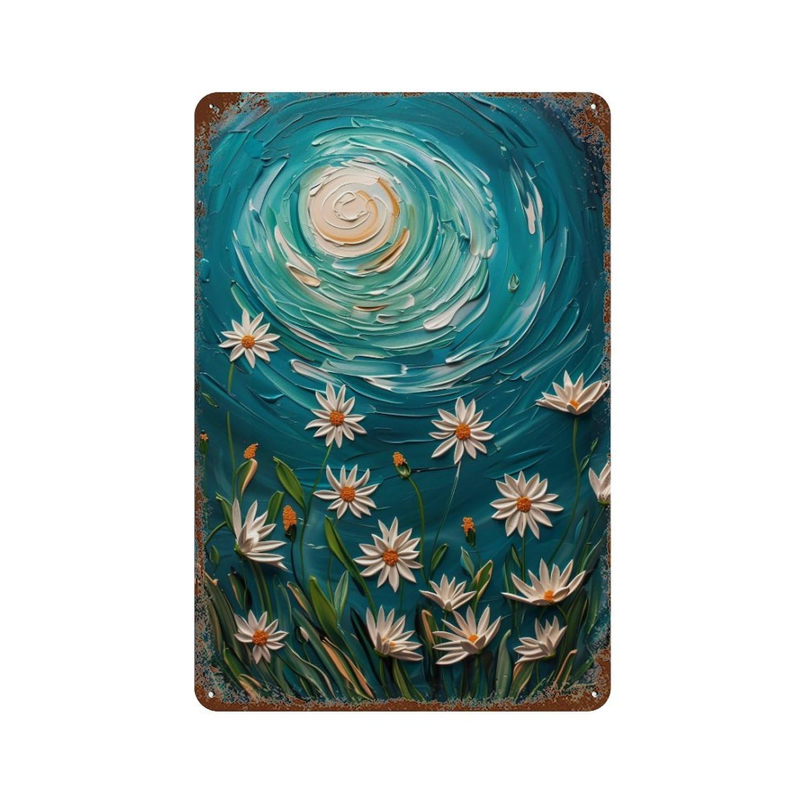 WIHYRTUI Post Impressionist Spiral Night Floral Twig Composition 03 Wall Retro Iron Metal Tin Sign Vintage Art Poster Modern Home Cofffee Club Art Bar Shop Decor Style 30x20cm