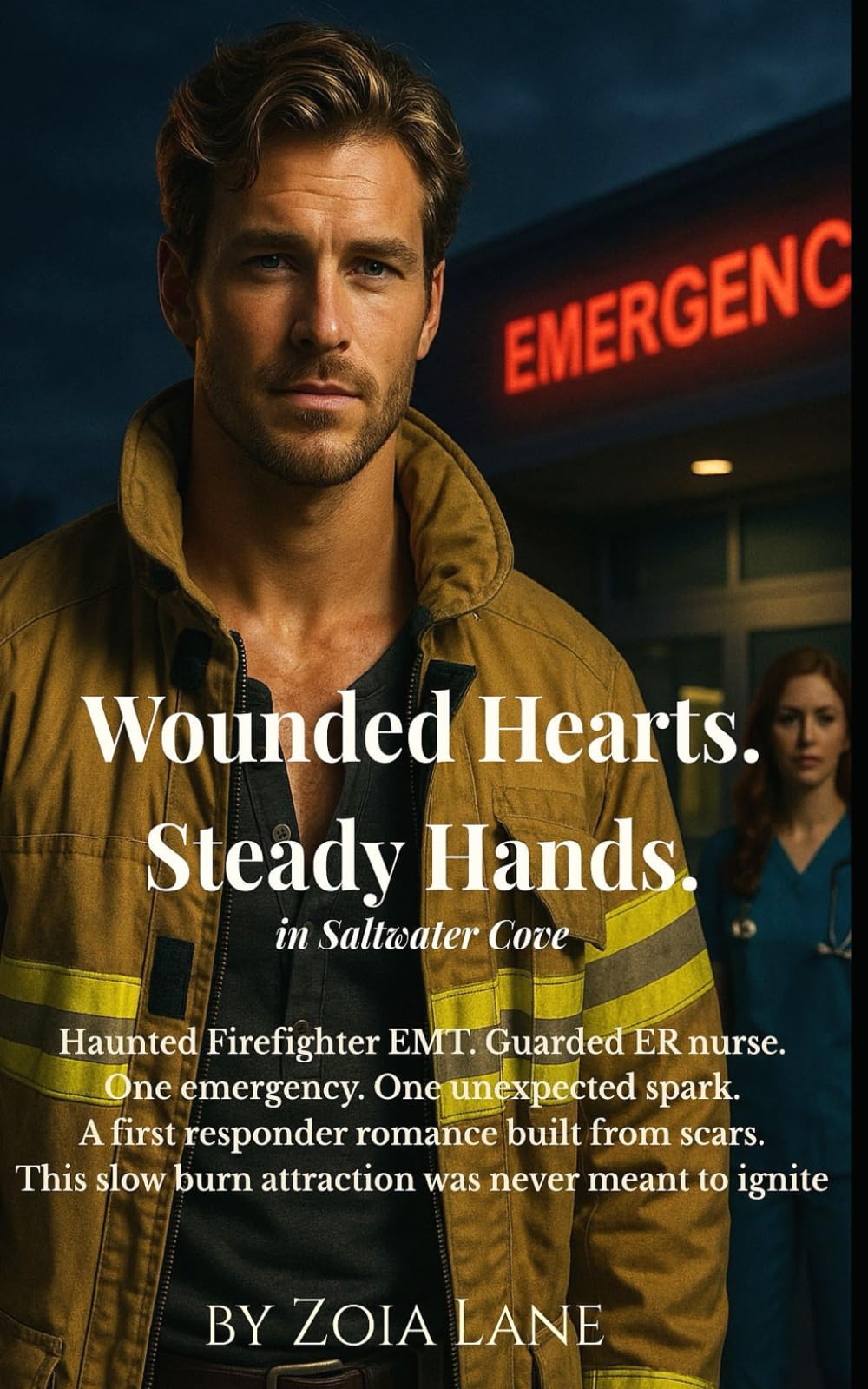 Wounded Hearts. Steady Hands: A Firefighter EMT runs into fire. An ER Trauma Nurse heals the burn. When sparks turn to flame, love becomes the rescue. (Saltwater Cove)