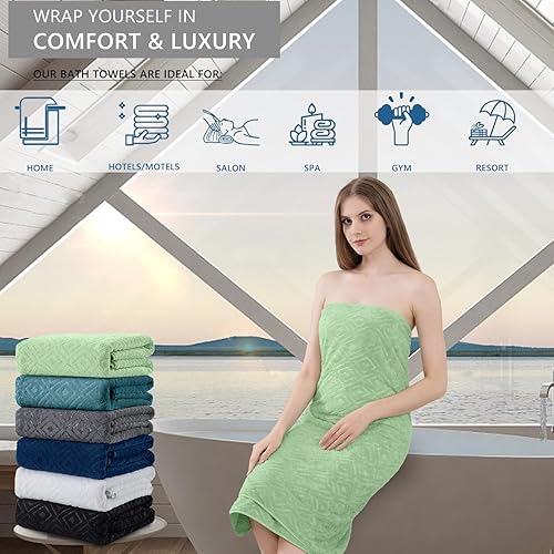 Vista 127 de Juego de toallas de microfibra de 8 piezas, 2 toallas de baño, 2 toallas de mano, 4 toallas pequeñas, toalla de baño extra grande para baño, hotel