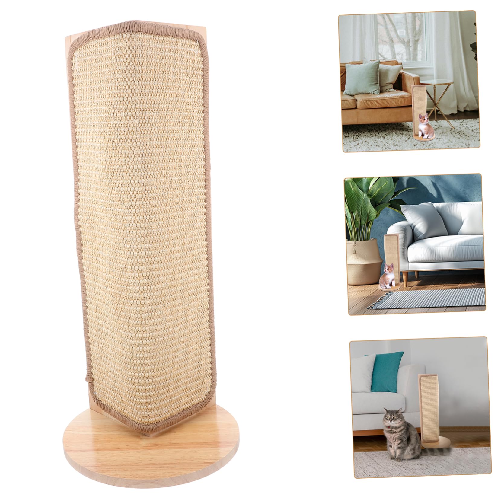Hohopeti Rascador Esquinero para Gatos de Madera Natural Protector de Sofá, Almohadilla para Afilar Uñas y Proteger Muebles en Decoración del Hogar